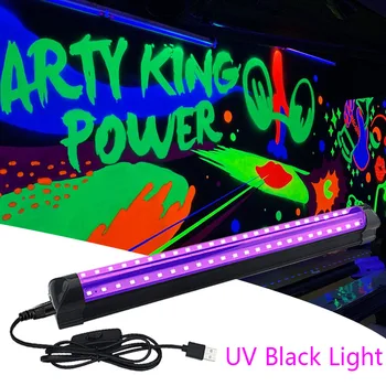 UV uv-Fény Cső USB Port LED Fekete Lila Fény KTV Bár Dj Fluorescen Világít Sötét Parti Színpadon Blacklight Szülinapi 10W