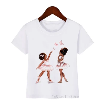 Vicces Balett Szerető Lányok Nyomtatás Maximum A Lány Gyermek Ruhák Rózsaszín Butterfuly T-Shirt Harajuku Ing Aranyos Gyerek Ruhák