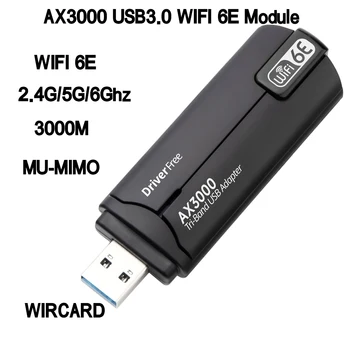 WiFi 6E AX3000 USB 3.0-s WiFi Adapter 3000Mbps Tri-Band 2.4 G/5G/6GHz Vezeték nélküli Hálózati Kártya WiFi6 Dongle Sofőr Ingyenes Win10/11