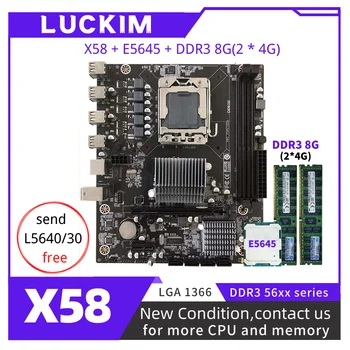 X58-Alaplap LGA1366 ECC/NON-ECC Meghatározott Kit Xeon E5645 CPU 8GB(2*4G) 1333MHZ DDR3 Asztali memória ECC/NON-ECC