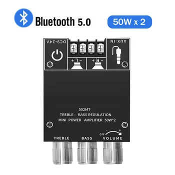ZK-502MT Bluetooth 5.0 Mélynyomó Erősítővel Testület 2.0 Csatornán Nagy teljesítményű Audio Sztereó Erősítő Testület 2X50W Basszusgitár ERŐSÍTŐ