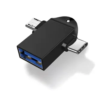Új, 3-az-1-OTG USB 3.0 Női USB 3.1 Típus C & Micro-B Férfi Adapter Konverter, Jó Kivitelezés, illetve a Jó Teljesítmény, Fekete