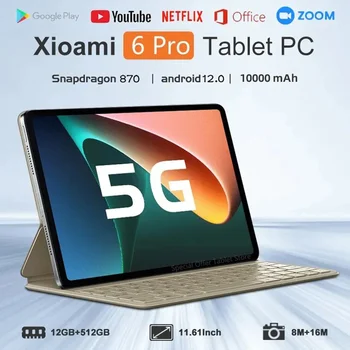 Új, Eredeti Globális Verzió Tablette PC 5G Tabletta Android Pad 6 Pro 12GB+512 gb-os Snapdragon 870 Dual SIM-Kártya vagy a WIFI HD-4K Mi Lap