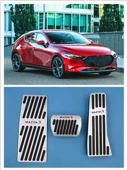 A Mazda 3 Tartozékok 2019 2020 Alumínium Automata váltó Csúszásmentes Fém Láb Autó Gáz Pedál Borító Készlet Készlet 3pcs (Ezüst)