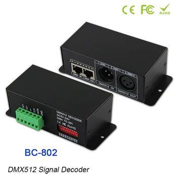 BC-802 5V 12V 24V DMX512 TTL Jel Dekóder LPD6803/LPD8806/WS2801/SK6812/TM1814 IC pixel Fény LED Vezérlő DMX Konverter